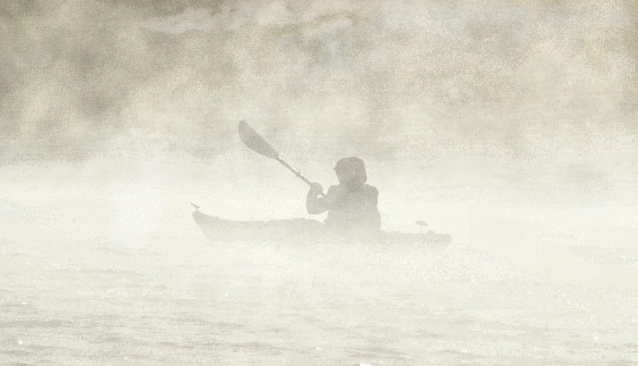 Kayaker in the Mist #1 Photograph by Russel Considine