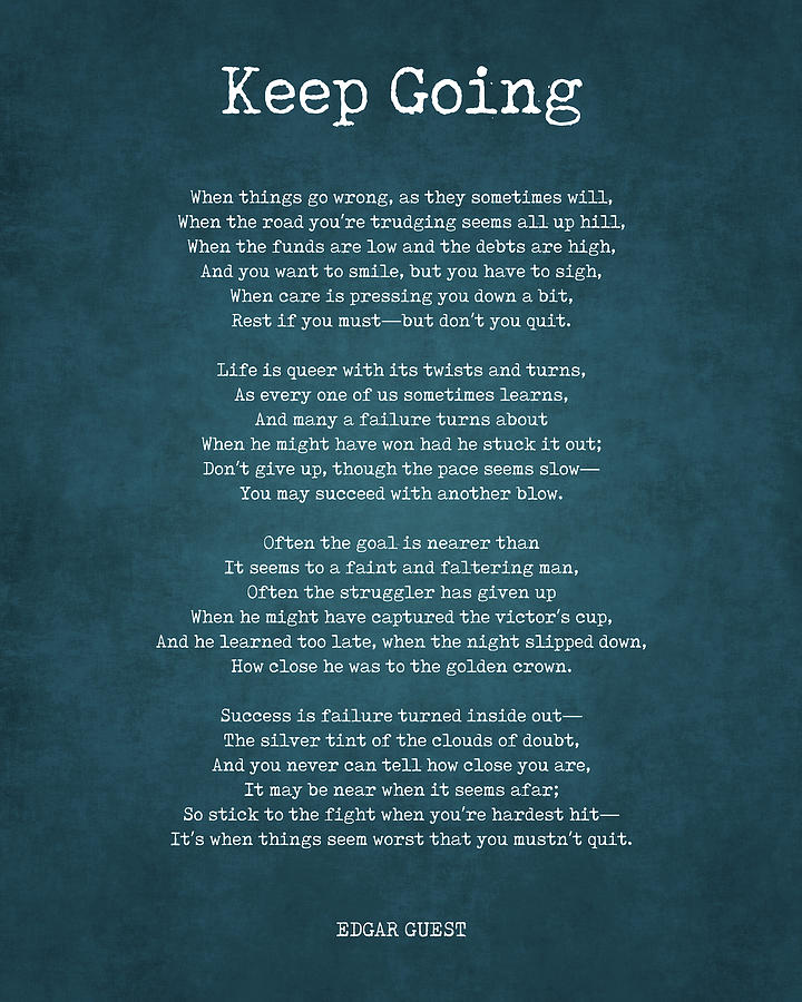 Keep Going - Edgar Guest Poem - Literature - Typewriter Print 1 Digital ...