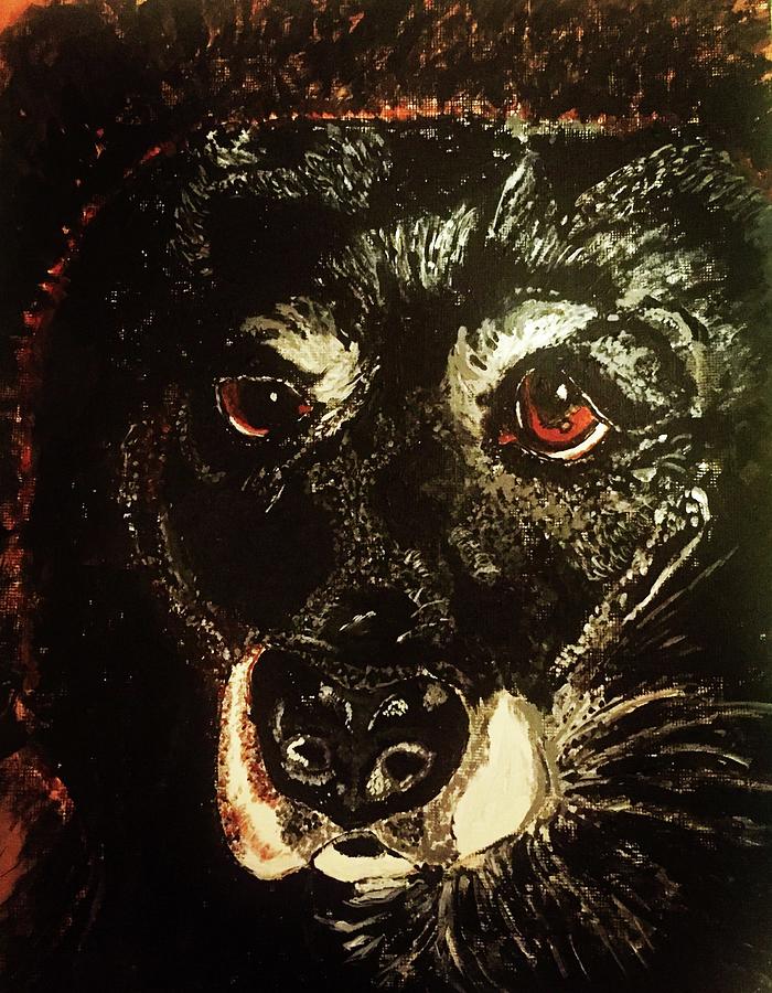 Black Lab Rescue Dog Painting by Melody Fowler