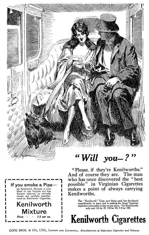 Kenilworth Cigarettes Advertisement, 1921 #1 Drawing by Granger Kenilworth Cigarettes Advertisement, 1921 #1 Drawing by Granger