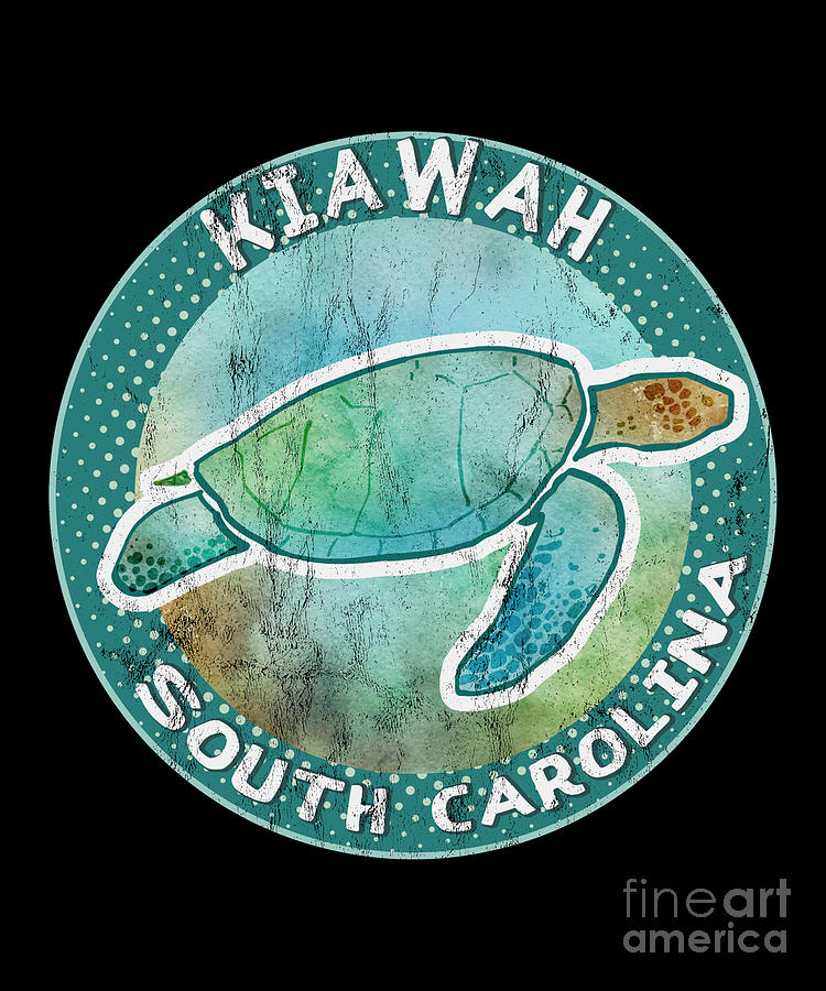 Turtle Drawing - Kiawah Island South Carolina Sea Turtle  #1 by Noirty Designs
