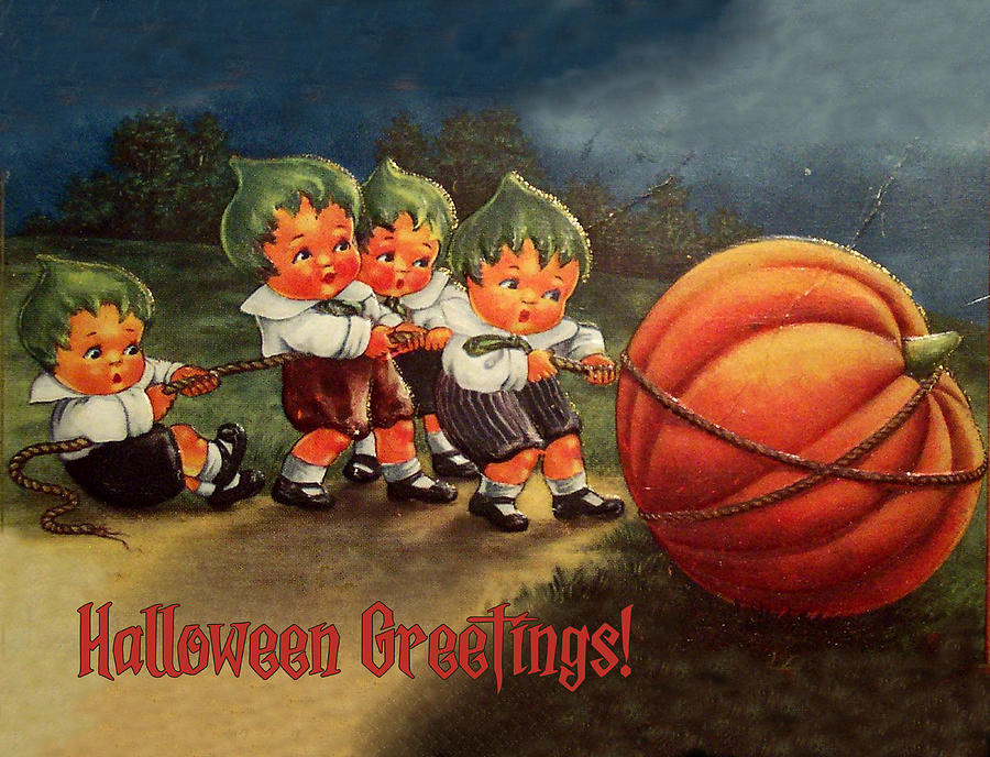Kids with big Pumpkin #1 Digital Art by Long Shot