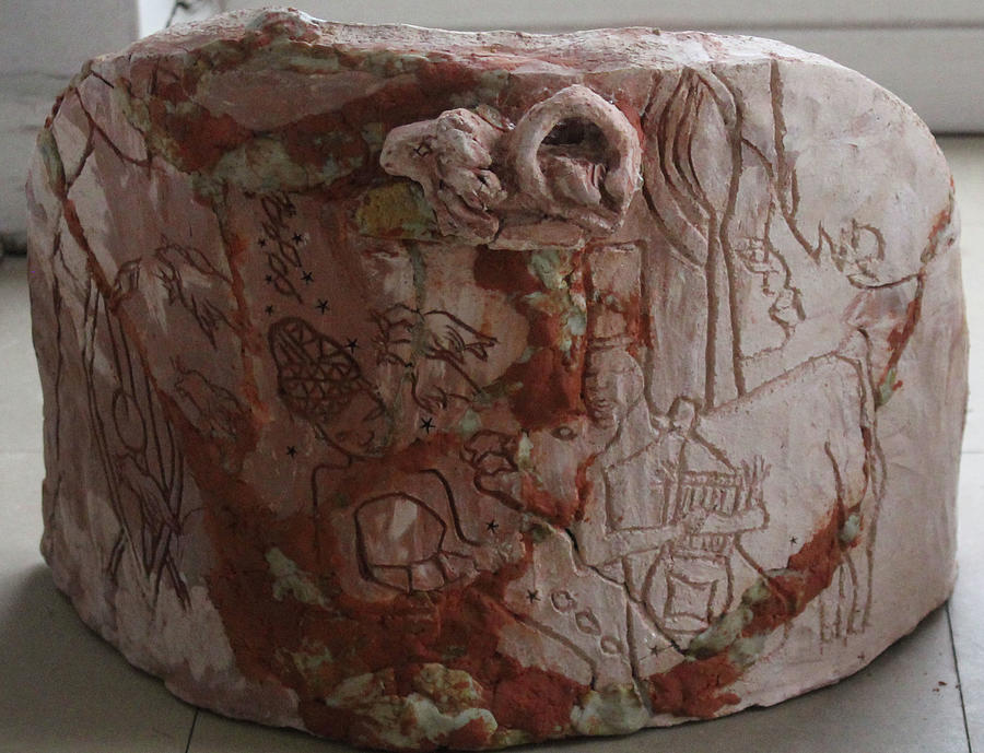 Kintu and Nambi Legend Shield #1 Ceramic Art by Gloria Ssali