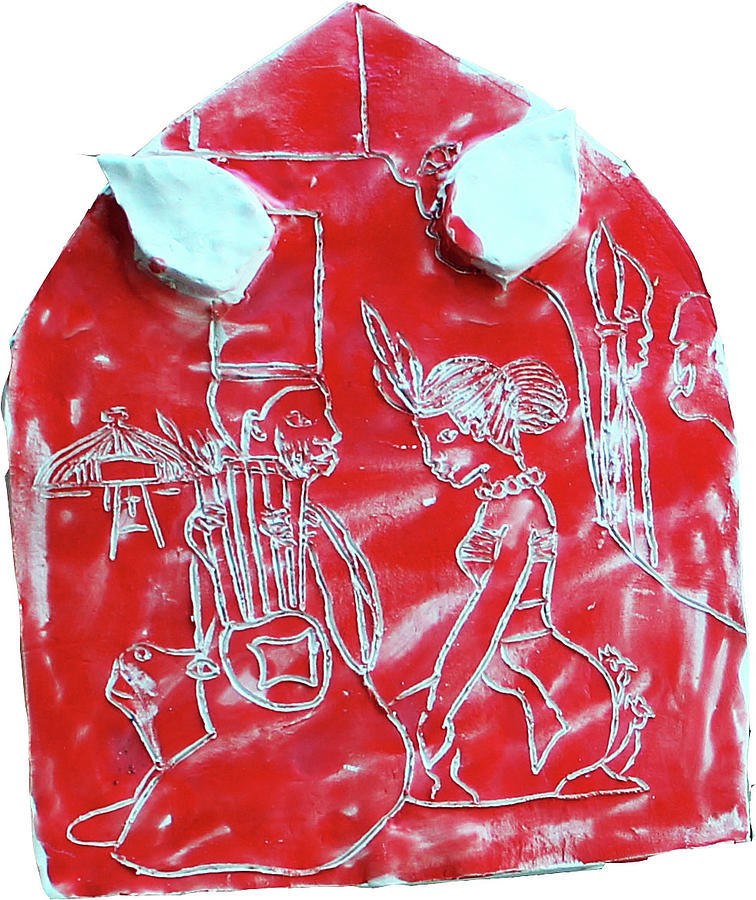 Kintu and Nambi Shield #1 Ceramic Art by Gloria Ssali