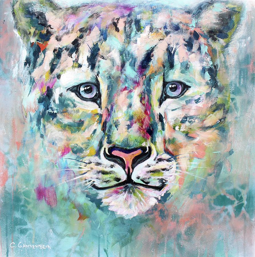 Snow Leopard Mixed Media - Kira by Claudia Gantenbein Snow Leopard Mixed Media - Kira by Claudia Gantenbein