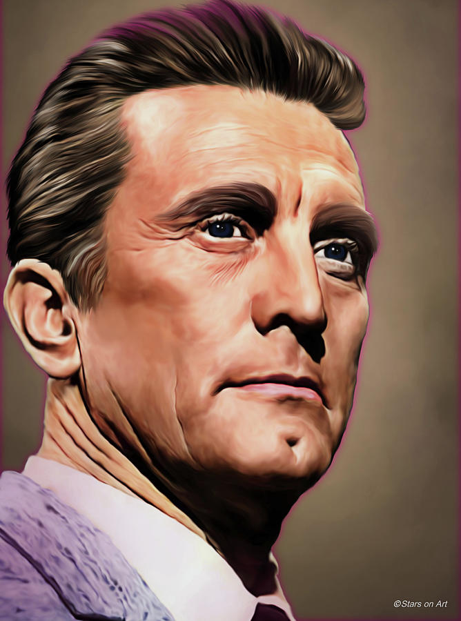 Kirk Douglas illustration -b1 Painting by Movie World Posters