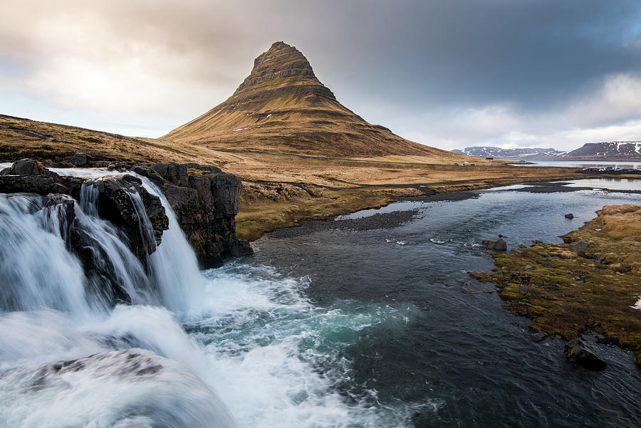 Kirkjufell mountain and the kirkjufellfoss waterfall in Iceland Photograph by Michalakis Ppalis