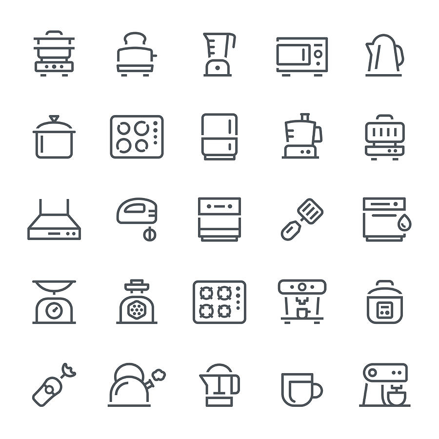 Kitchen Appliances Icons #1 Drawing by Soulcld