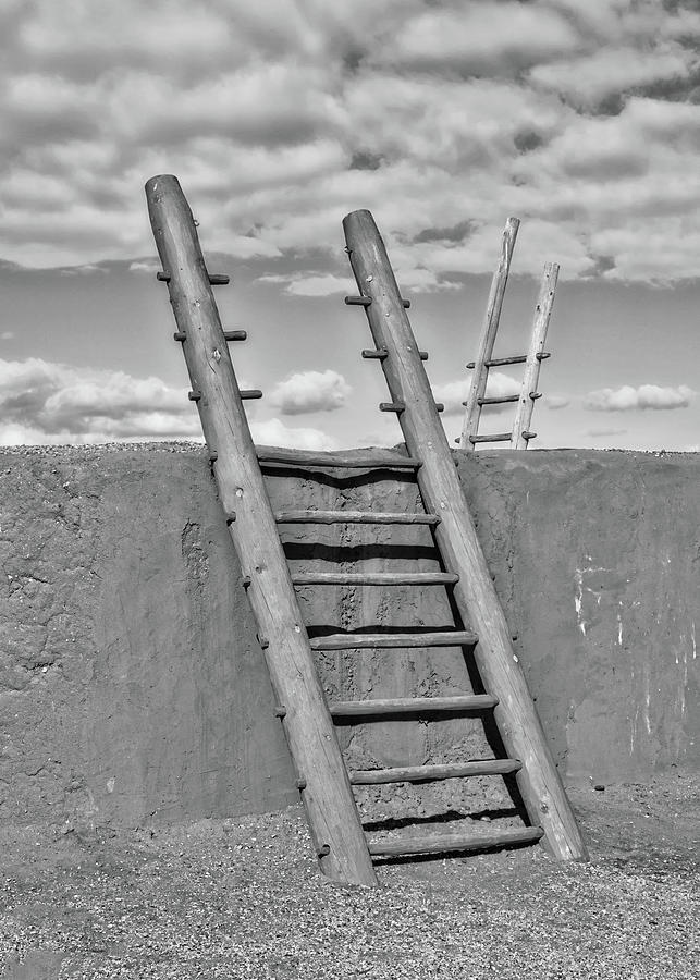 Kiva Ladders bw Photograph by Jerry Fornarotto
