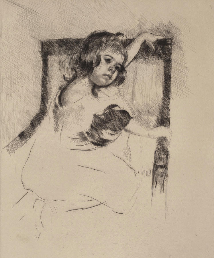 Kneeling in an Armchair #1 Drawing by Mary Cassatt