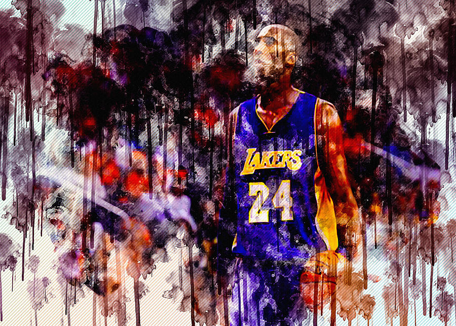 Kobe Bryant Los Angeles Lakers American Basketball Player Portrait ...