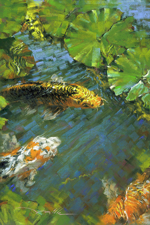 Koi Pond #1 Pastel by Mark Mille