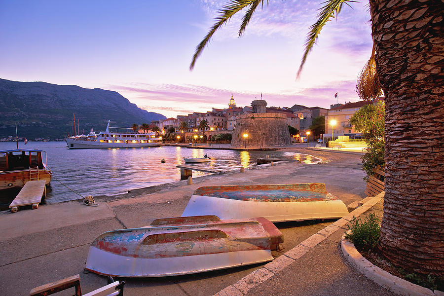 Korcula beach and coastline colorful evening view #1 Photograph by Brch Photography