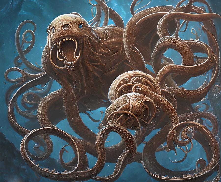 Kraken Octopus, Generative AI Illustration Digital Art By Miroslav ...