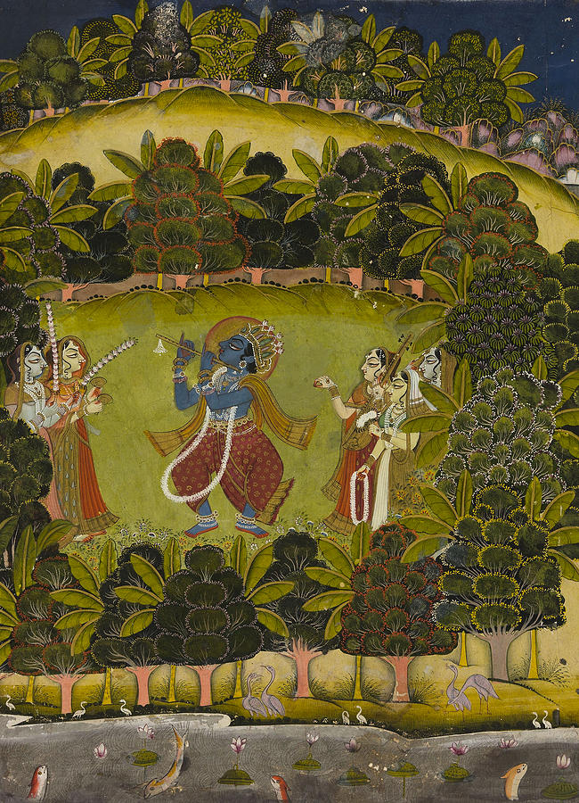 Krishnas Marriage to Kalinda Painting by Anonymous