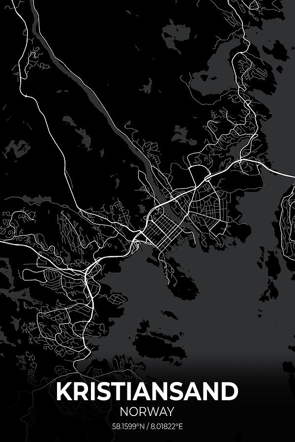 Kristiansand Norway City Map Digital Art By Artgenik Official Fine Art America