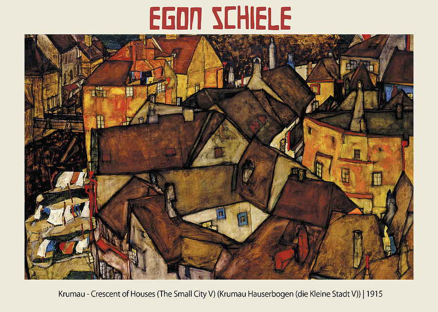 Nude Painting - Krumau - Crescent of Houses #1 by Egon Schiele