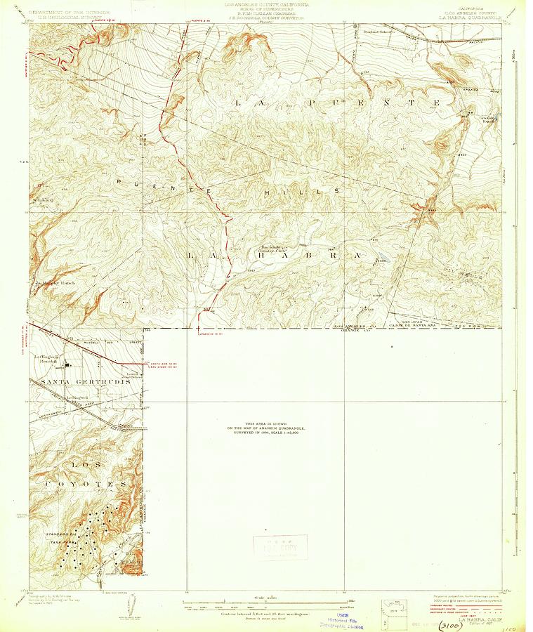 La Habra CA from 1927 Vintage Map High Quality Mixed Media by Vintage ...