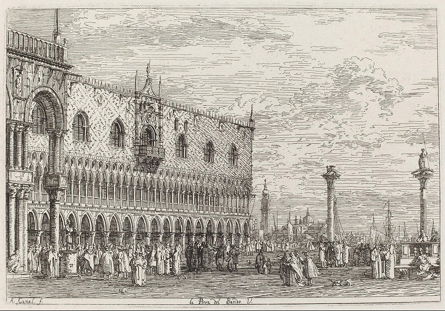 Canaletto Painting - La Piera del Bando  V   lower right   #1 by Canaletto