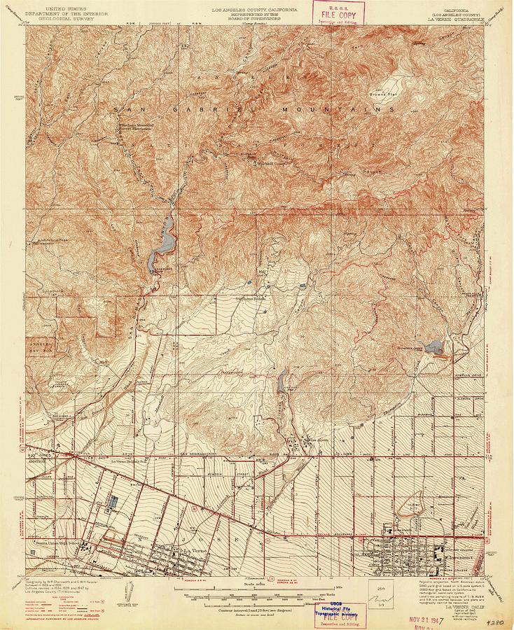 La Verne CA from 1940 Vintage Map High Quality Mixed Media by Vintage ...