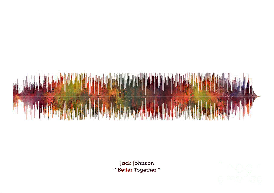 LAB NO 4 Jack Johnson Better Together Song Soundwave Print Music Lyrics Poster  #1 Digital Art by Lab No 4 The Quotography Department