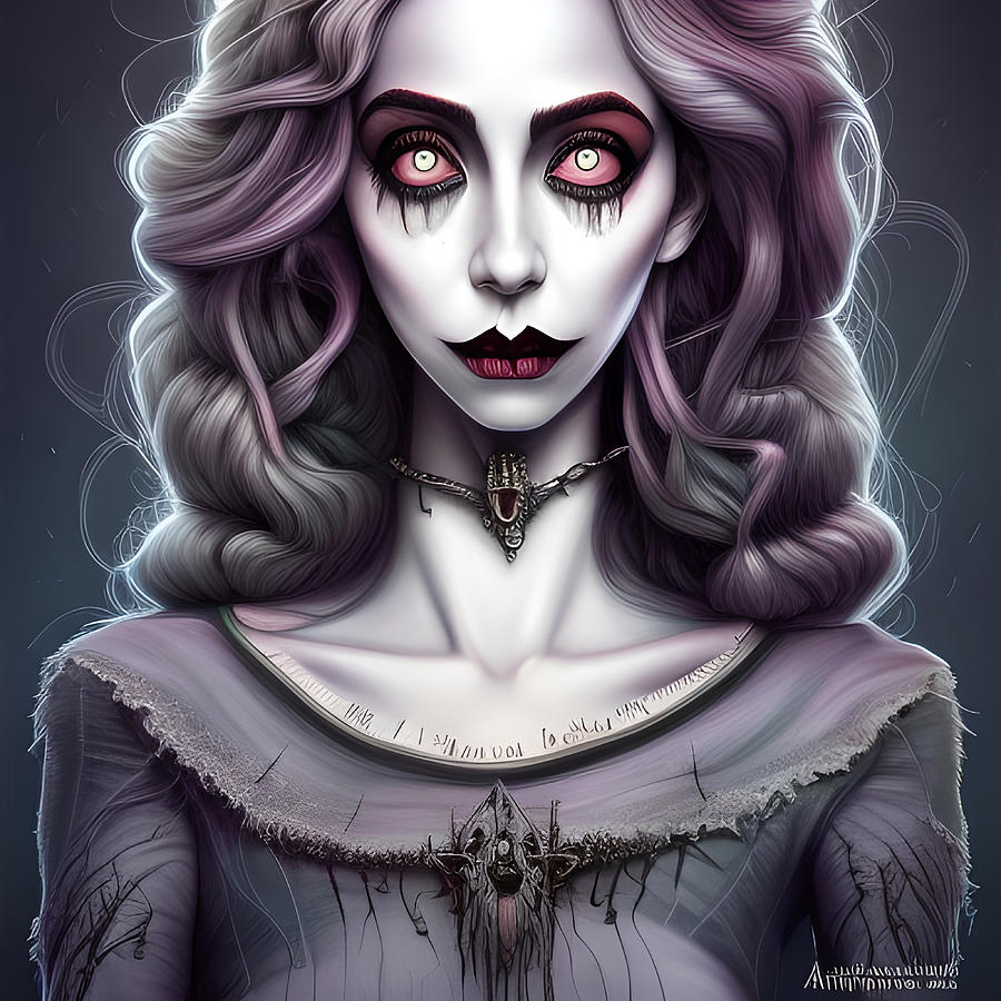 Lady Amelia Portrait Of A Gothic Doll In Burtonesque Style Digital Art ...