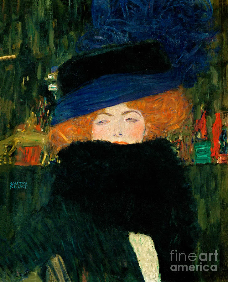 Lady with Hat and Feather Boa Painting by Gustav Klimt