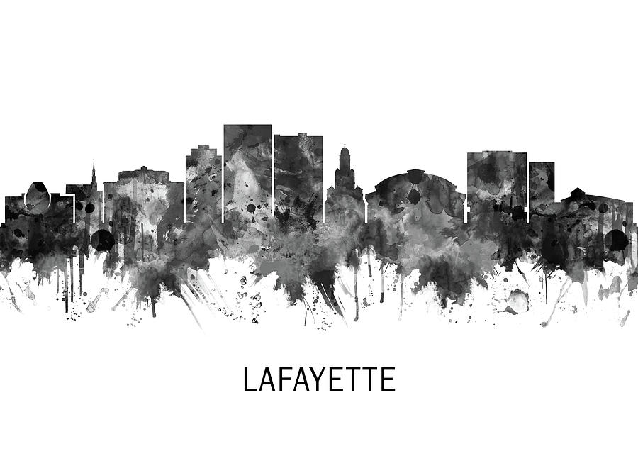 Lafayette Louisiana Skyline BW Mixed Media by NextWay Art - Fine Art ...