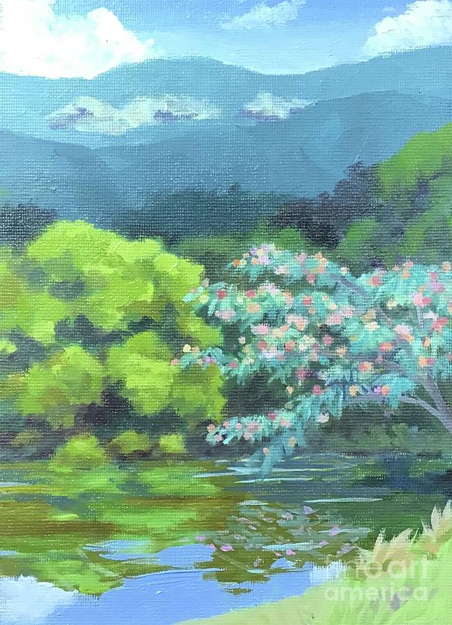 Lake Lure Pond #2 Painting by Anne Marie Brown