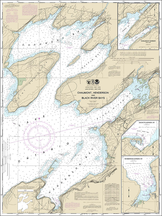 Lake Ontario Chaumont, Henderson and Black River Bays Nautical Chart ...