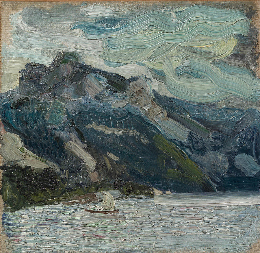 Greek Painting - Lake Traun with Mountain Sleeping Greek Woman  #1 by Richard Gerstl