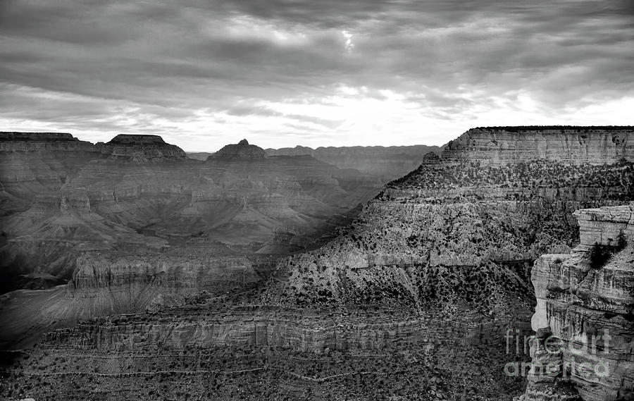 Landscape Black White Grand Canyon  #1 Photograph by Chuck Kuhn