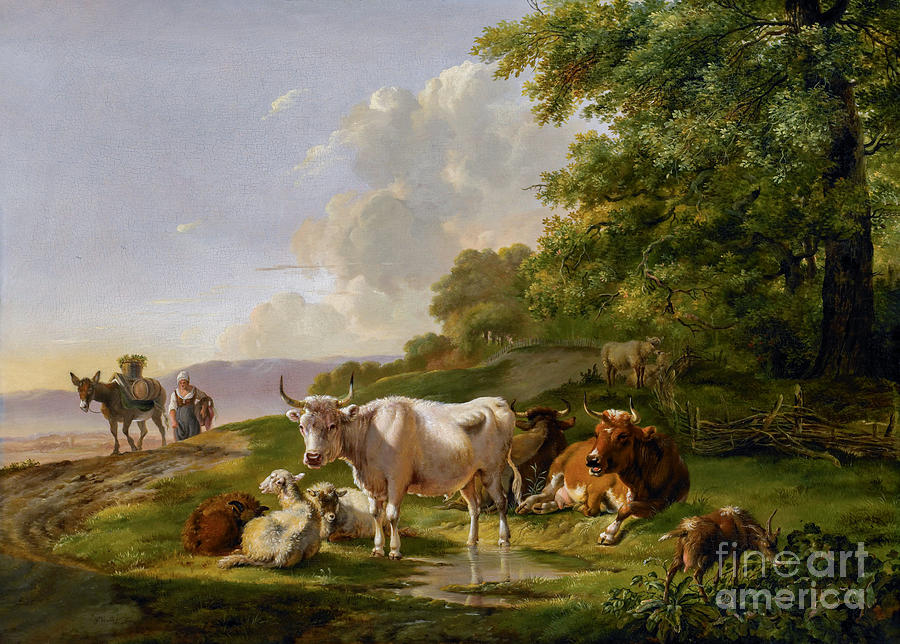 Landscape With Cattle Painting