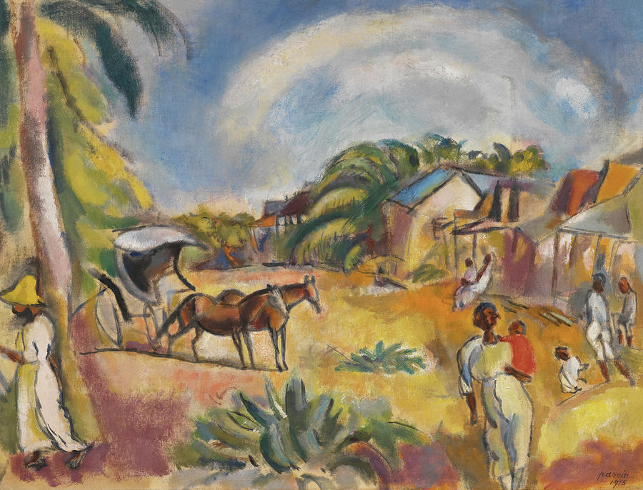 Landscape With Figures And Carriage By Jules Pascin Painting