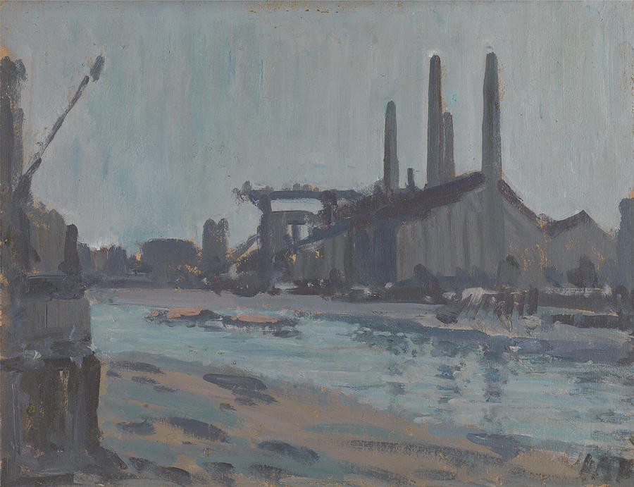 Hercules Brabazon Brabazon Painting - Landscape with Industrial Buildings by a River  #1 by Hercules Brabazon Brabazon
