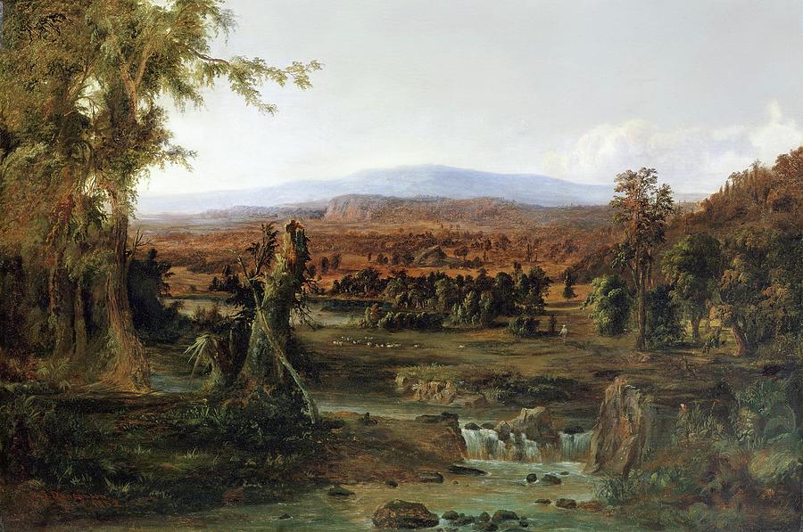 American Landscapes Painting - Landscape with Shepherd #1 by Robert S Duncanson