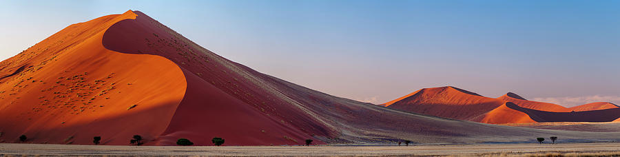Sand dunes in desert at sunset, Namib Naukluft Park, Namibia Photograph by Panoramic Images