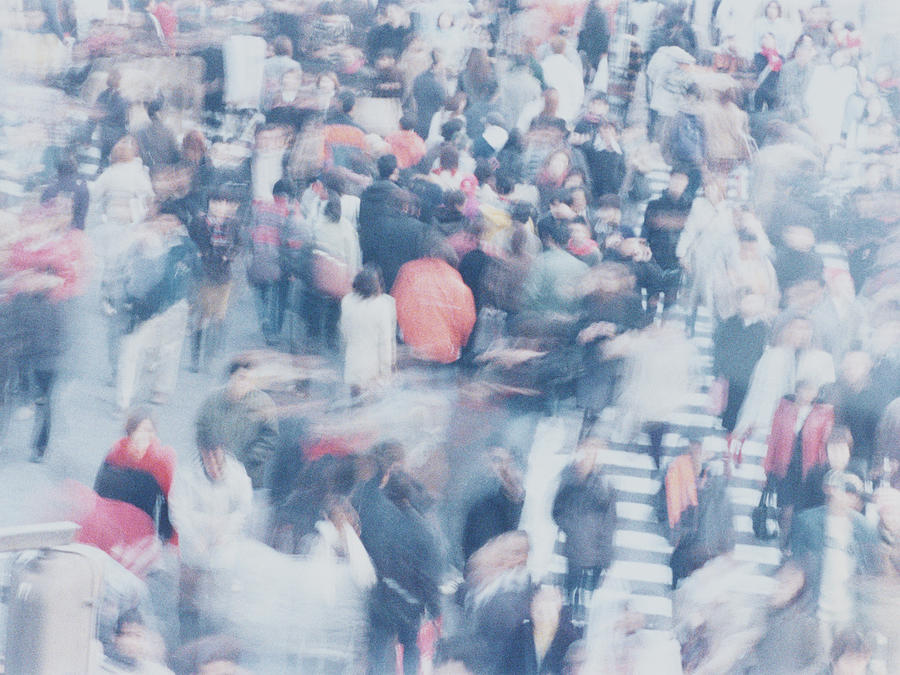Large crowd of people crossing city street, Shibuya, Tokyo, Japan #1 Photograph by Dex Image