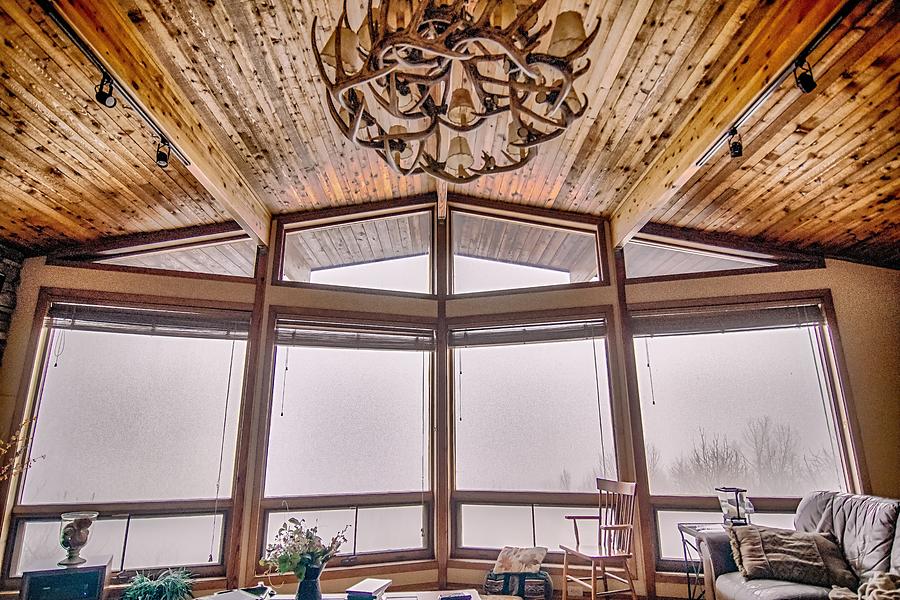 Large Living Room Space In Log Cabint In The Mountains With A Vi #1 Photograph by Alex Grichenko