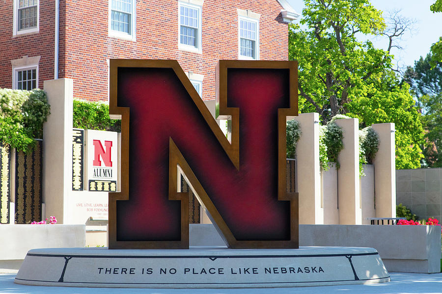 Large Red N statue at the University of Nebraska Photograph by Eldon ...