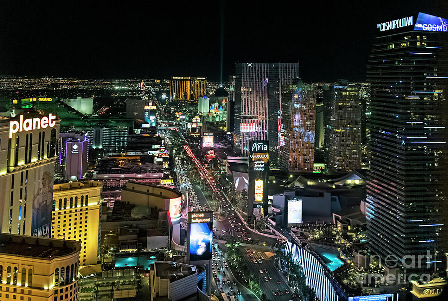 Las Vegas Strip at Night Aerial View #1 Photograph by David Oppenheimer