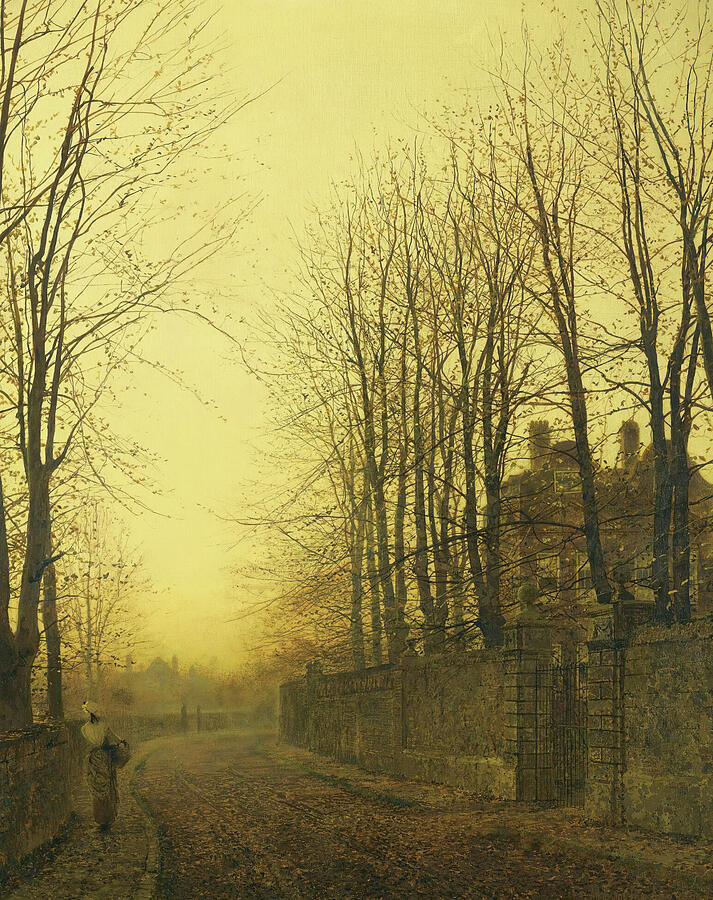 Late Autumn, from 1886 Painting by John Atkinson Grimshaw Late Autumn, from 1886 Painting by John Atkinson Grimshaw