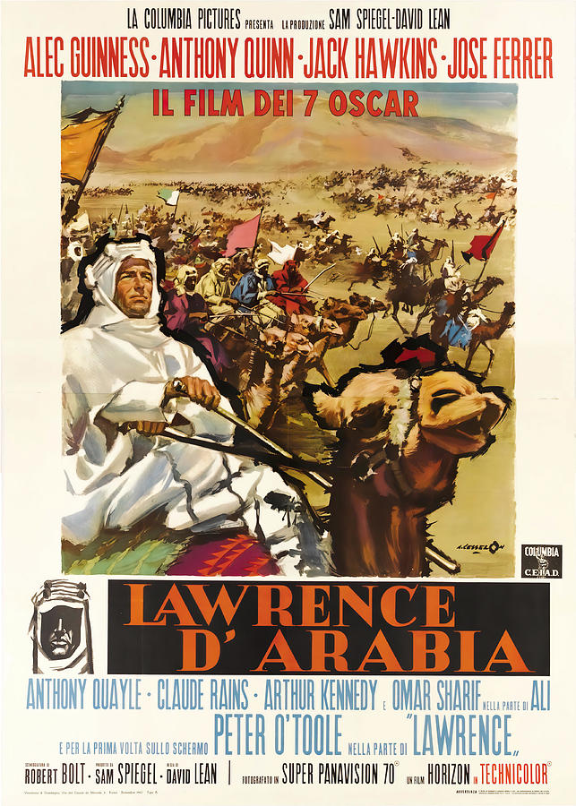 Omar Sharif Mixed Media - Lawrence of Arabia, 1962 - art by Angelo Cesselon by Movie World Posters