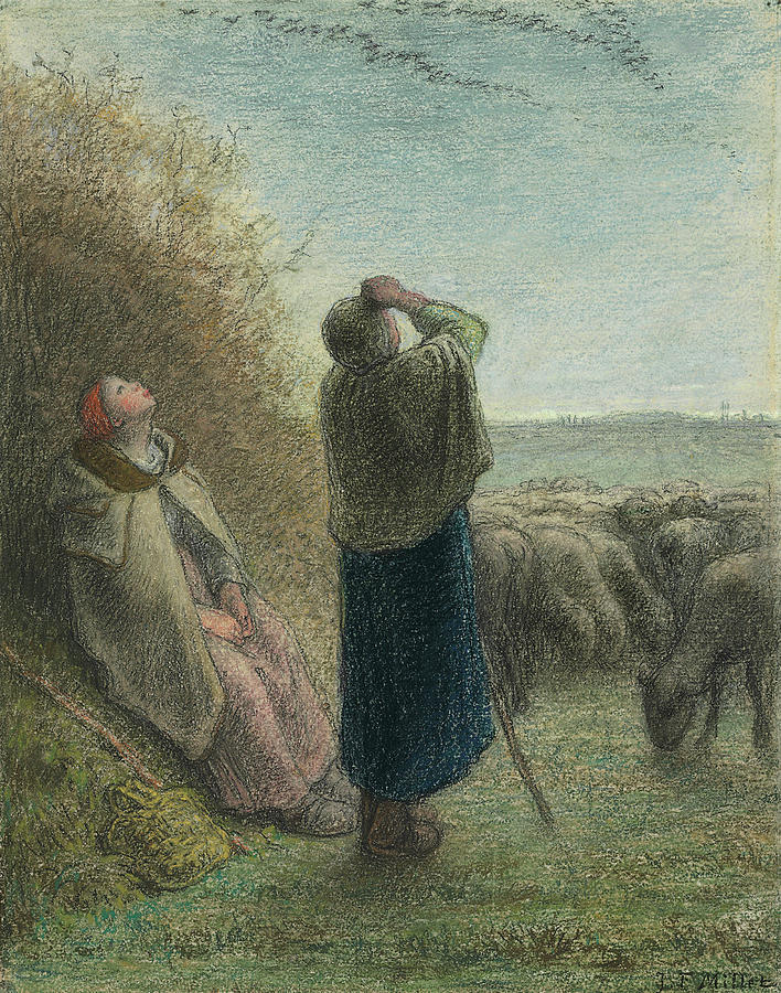 The Passage of the Wild Geese Drawing by Jean-Francois Millet