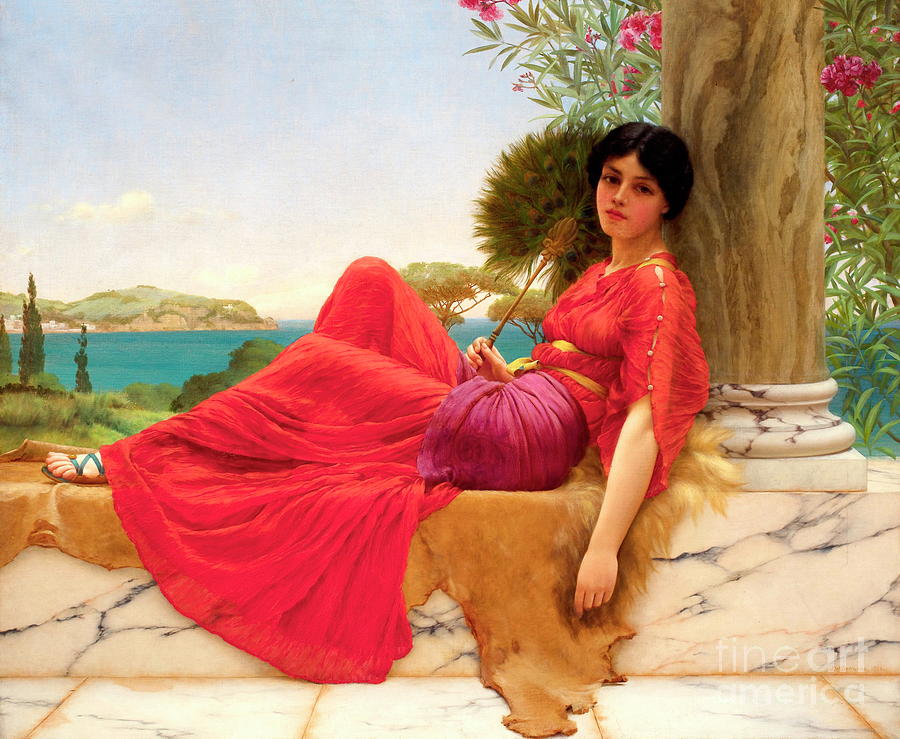 Leaning Against A Column #1 Painting by John William Godward