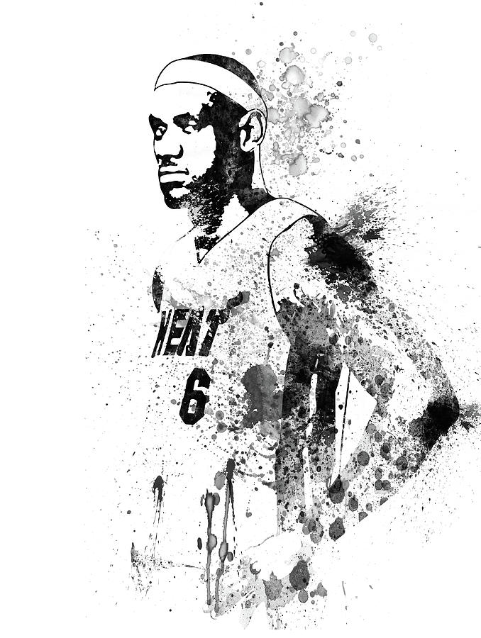 LeBron James Watercolor T-Shirt by Naxart Studio - Pixels