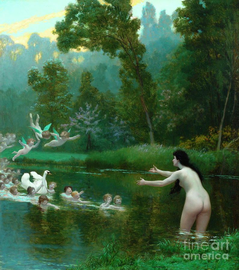 Leda and the Swan #1 Painting by Jean-Leon Gerome