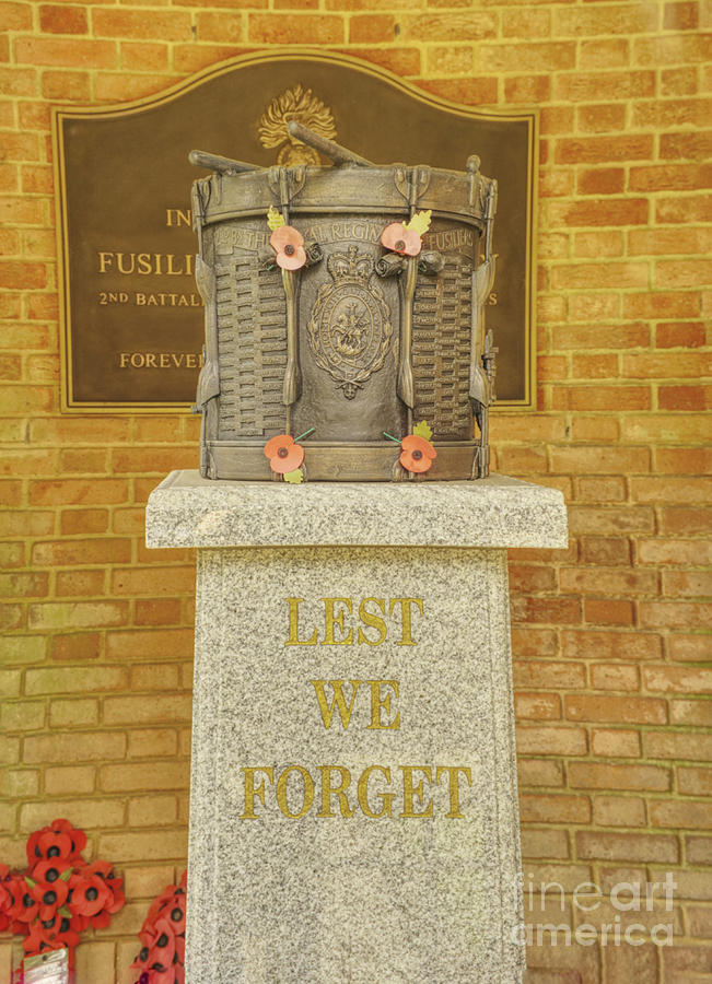 Lee Rigby memorial bronze drum and plaque Middleton, memorial garden #1 Photograph by Pics By Tony