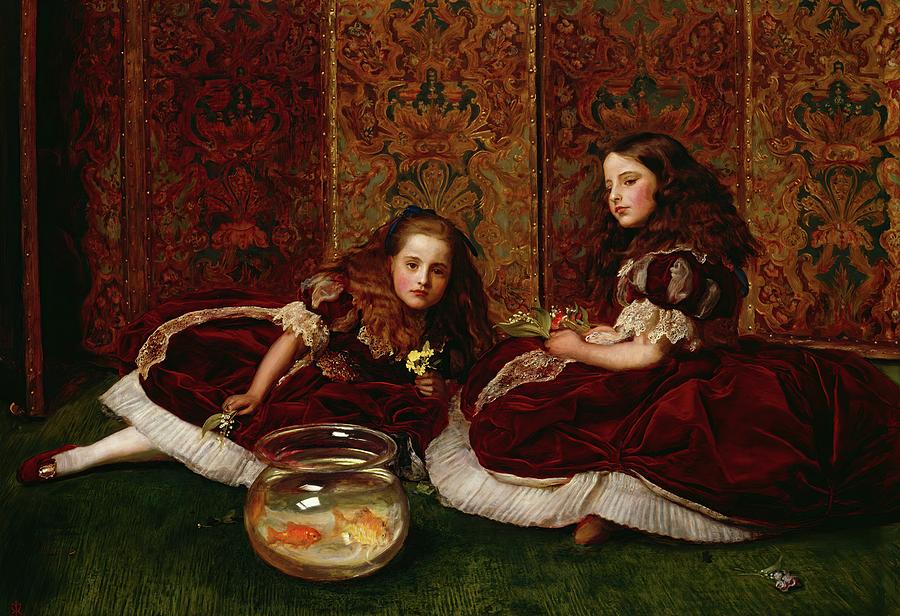 Goldfish Painting - Leisure Hours #1 by Sir John Everett Millais