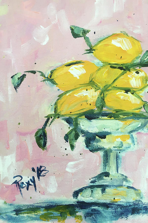 Lemon Pedestal Painting by Roxy Rich